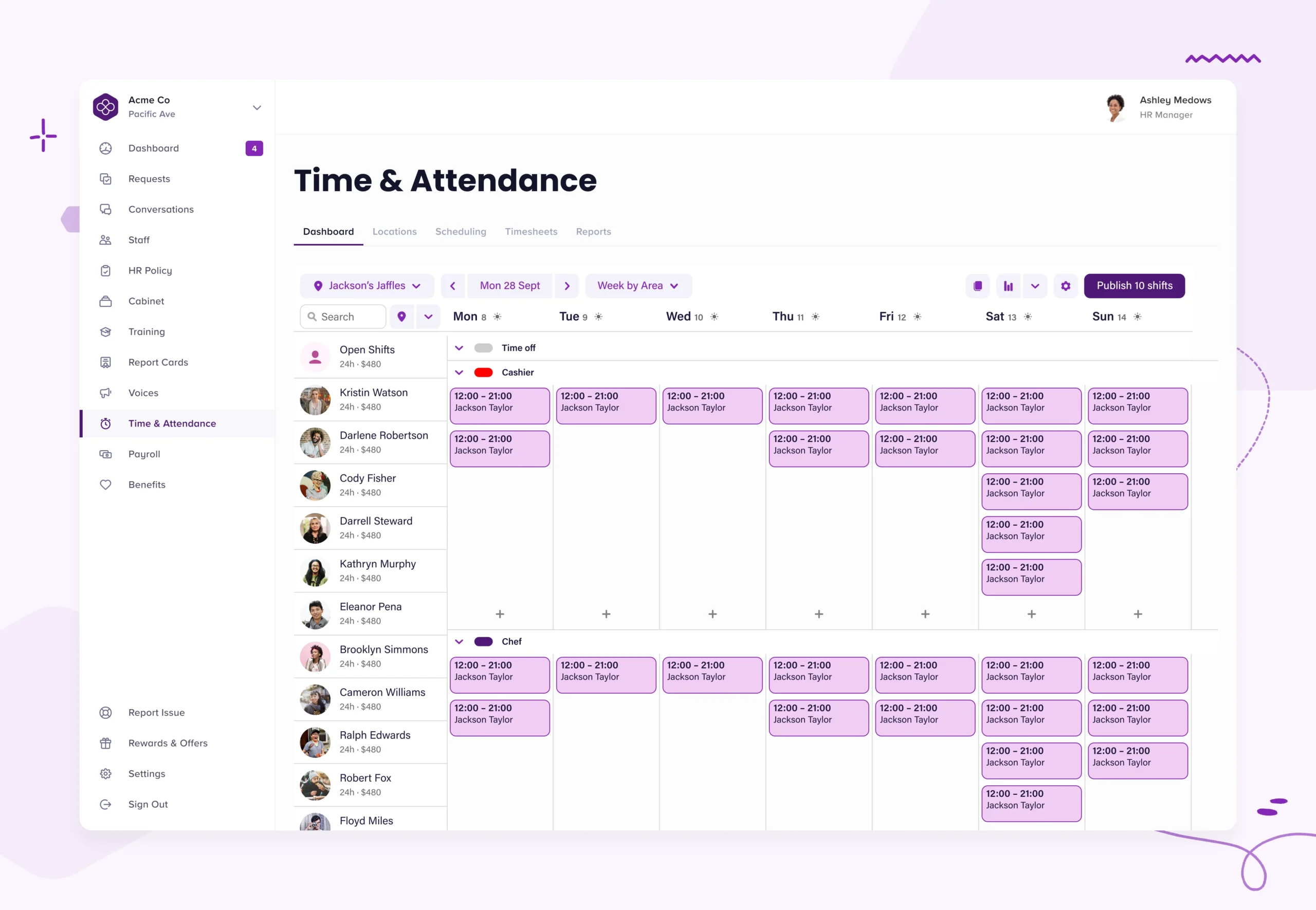 bambee time and attendance screenshot