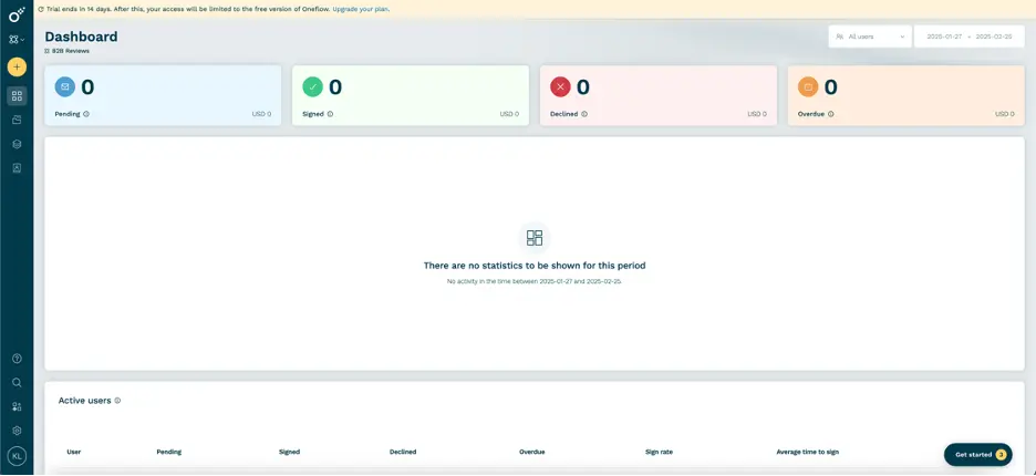 oneflow dashboard screenshot