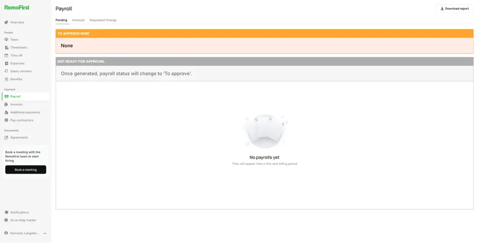 remofirst payroll page screenshot